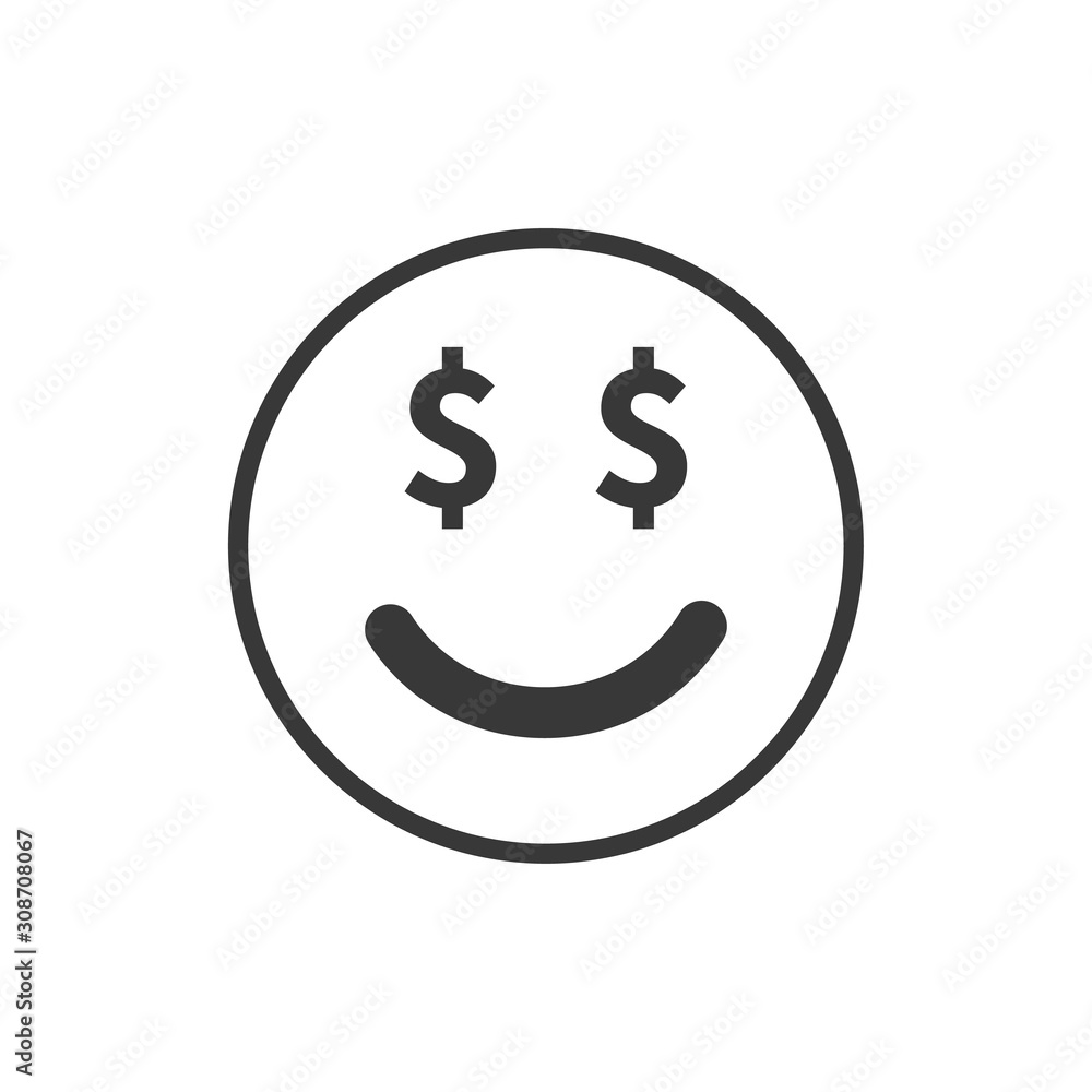 Happy dollar face emoji color line icon. Stock vector illustration isolated on white background. Happy dollar face emoji color line icon. Stock vector illustration isolated on white background.