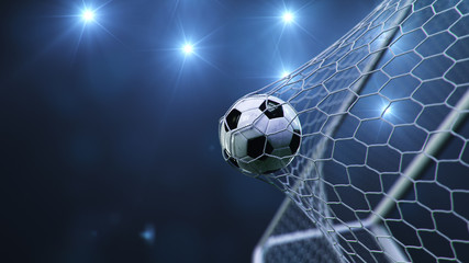 Crédence de cuisine Sport Ballon football filet but lumière  © rost9