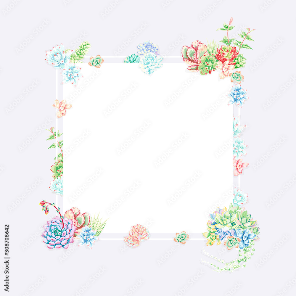 Set of high quality hand painted   elements for your design with succulent plants.Perfect for your project,wedding,greeting card,photos,blogs,wreaths,pattern and more