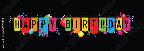 Photography Happy birthday bunting with balloons