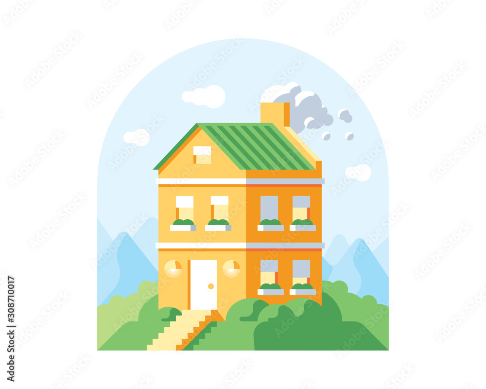 House on the hill vector illustration