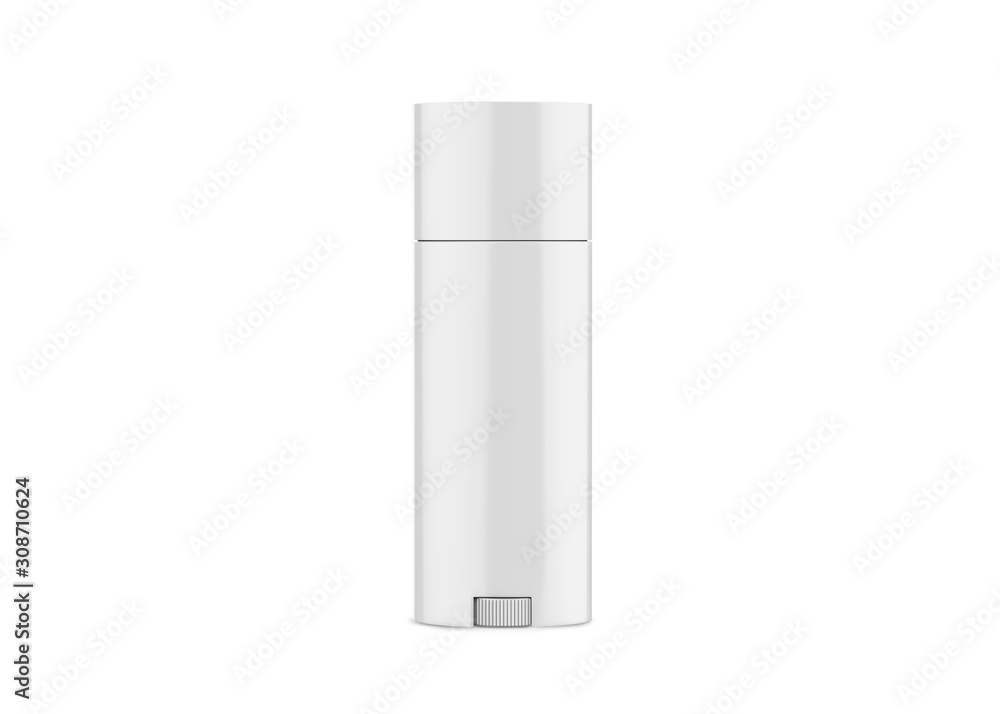 Glossy deodorant stick mockup template on isolated white background, blank roll for deodorant and lip balm tube, 3d illustration Glossy deodorant stick mockup template on isolated white background, blank roll for deodorant and lip balm tube, 3d illustration