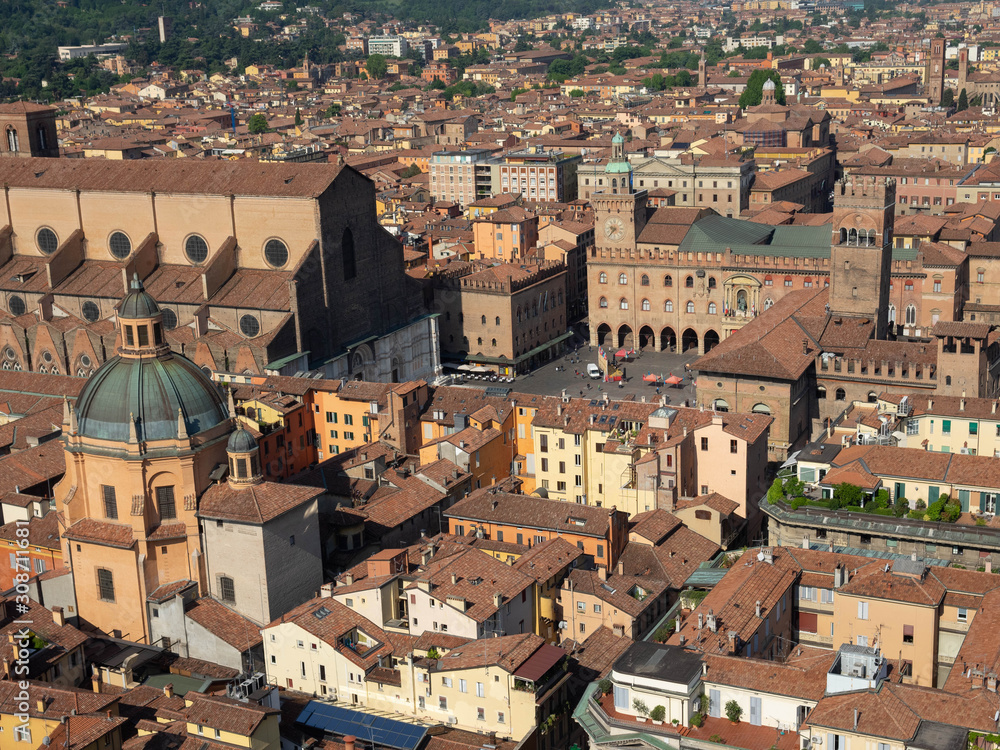 The Aerial view of Bologna, Italy