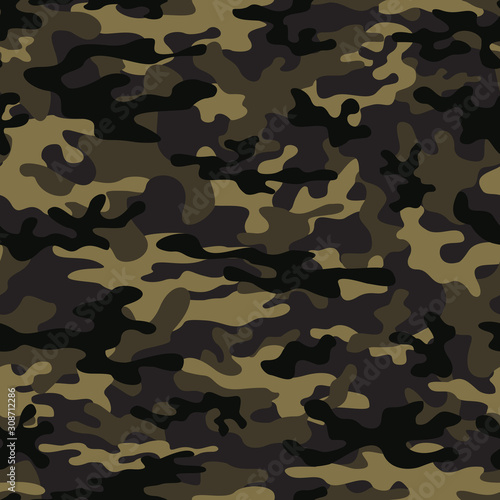  Modern camouflage with brown spots seamless stylish background. Vector.