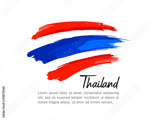 flag of Thailand vector brush stroke design isolated on white background, illustration