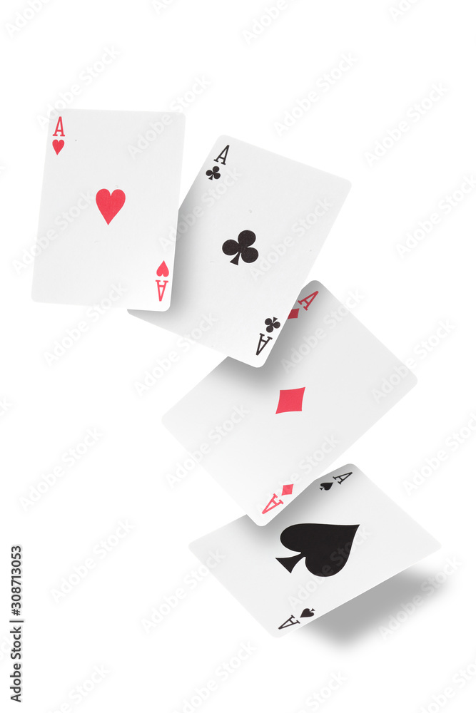 poker of aces isolated on white background with clipping path and copy space for your text poker of aces isolated on white background with clipping path and copy space for your text