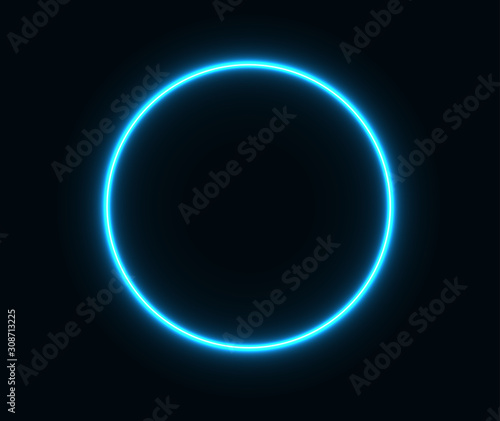 Blue neon circle. Illustrator. Shine.