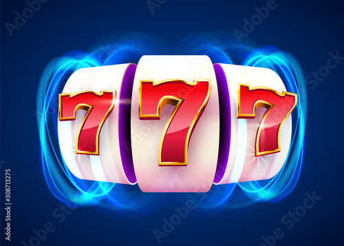 Slot machine wins the jackpot. 777 Big win casino concept.