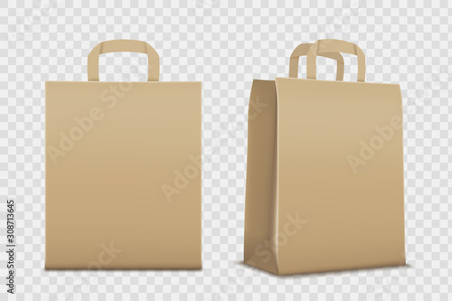 Paper empty shopping bag. Isolated on a transparent background