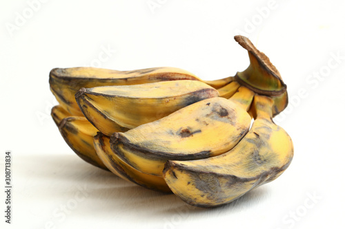 cardava banana (also known as saba banana) isolated on white background photo