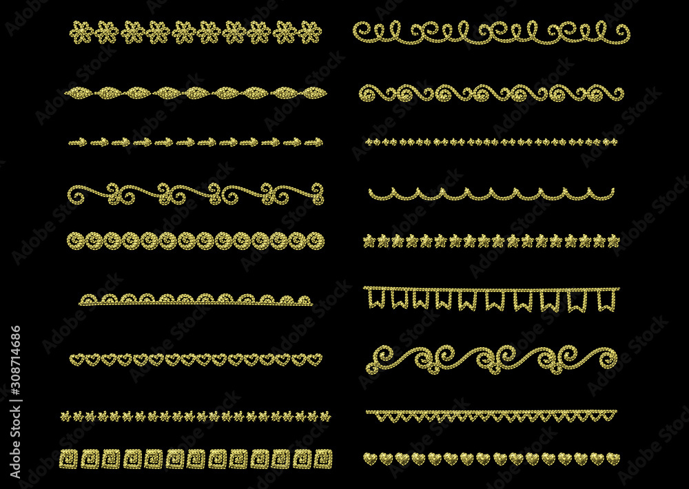Fototapeta premium 3d golden vintage embroidery pattern