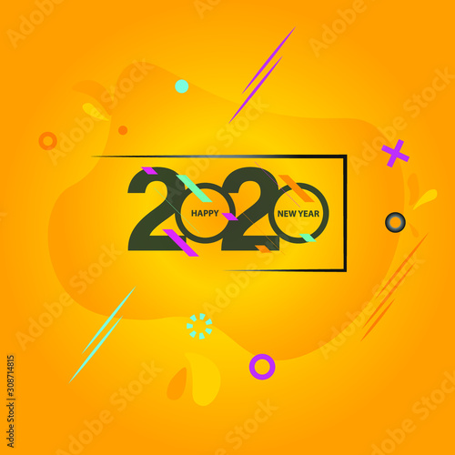 Happy new year 2020 design template. Design for calendar, greeting cards or print. Year of rat patronage
