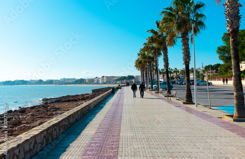 Wallpaper Mural Alcossebre, Spain/Europe; 07/12/2019: El Cargador beach and the seaside promenade in Alcossebre, Spain. Torontodigital.ca