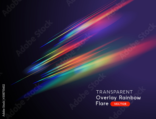 A transparent light leak camera rainbow streak effect. Vector illustration. photo