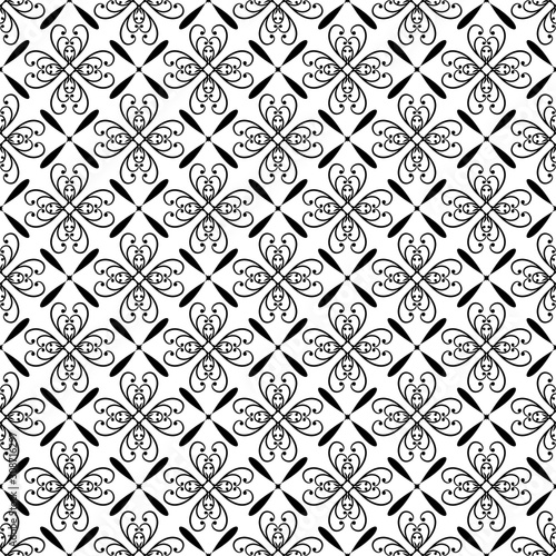 Flower geometric abstract seamless pattern. Fashion graphic background design. Modern stylish abstract texture. Monochrome template for prints, textiles, wrapping, wallpaper, etc. Vector illustration.