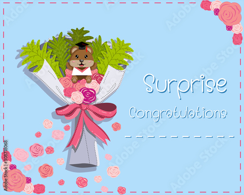 flower and bear gift for education knowledge for high school