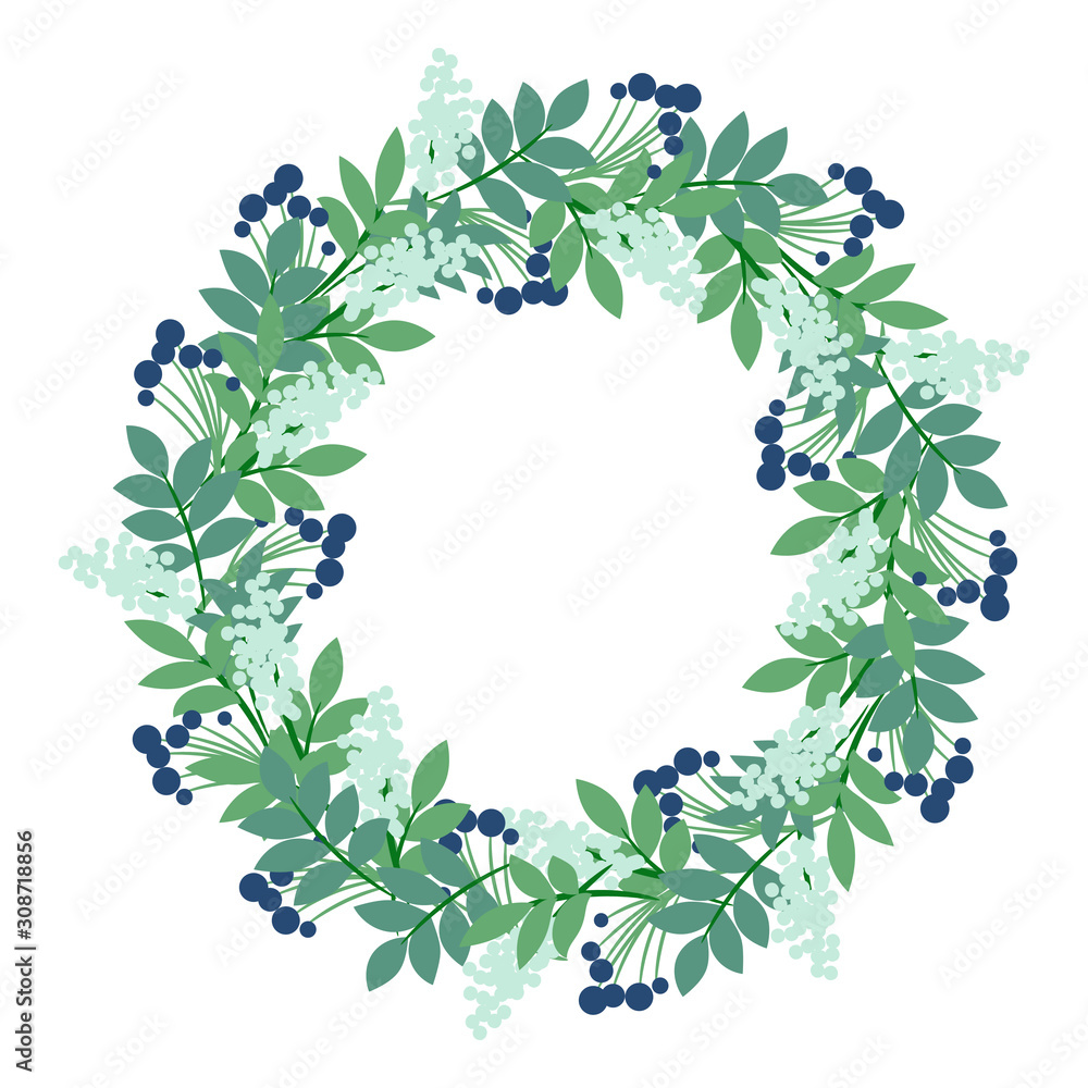 Floral wreath vector clipart illustration. Flower garland for craft and scrapbook.