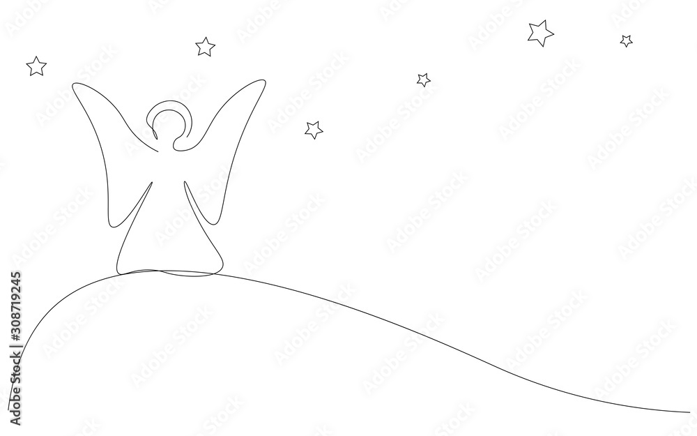 Christmas background with angel and stars, vector illustration Christmas background with angel and stars, vector illustration