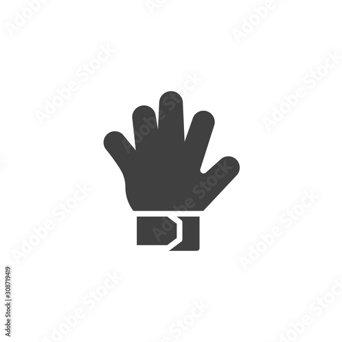 Goalkeeper gloves vector icon. filled flat sign for mobile concept and web design. Soccer goalkeeper glove glyph icon. Symbol, logo illustration. Vector graphics