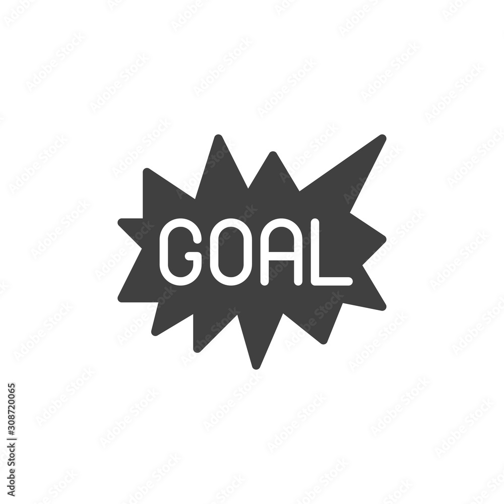 Goal, Speech Bubble vector icon. filled flat sign for mobile concept and web design. Lettering goal glyph icon. Symbol, logo illustration. Vector graphics Goal, Speech Bubble vector icon. filled flat sign for mobile concept and web design. Lettering goal glyph icon. Symbol, logo illustration. Vector graphics