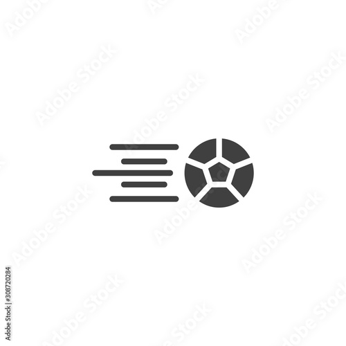 Flying football ball vector icon. filled flat sign for mobile concept and web design. Flying soccer ball glyph icon. Symbol, logo illustration. Vector graphics