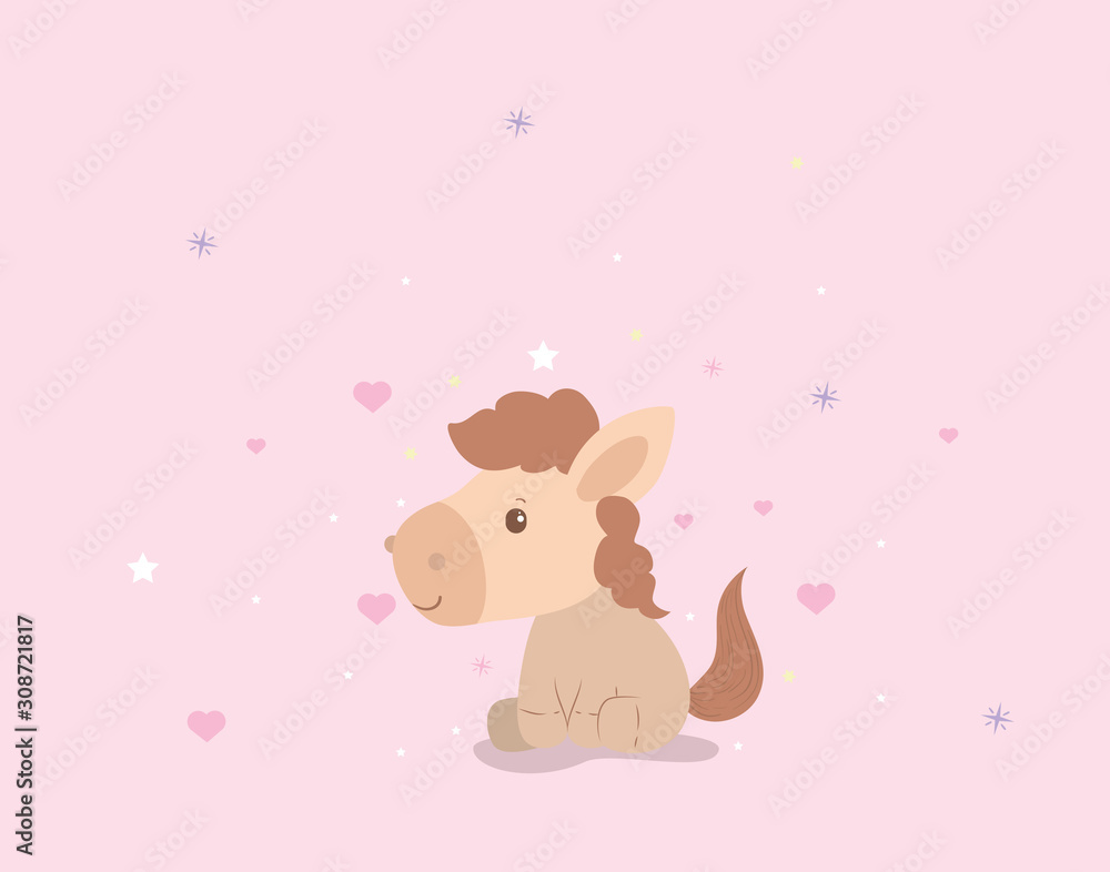 Fototapeta premium Cute horse cartoon vector design