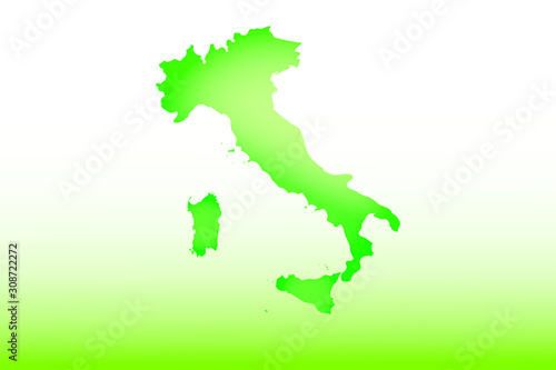 Italy map using green color with dark and light effect vector on light background illustration