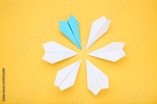 Paper plane leader on yellow background © 5second