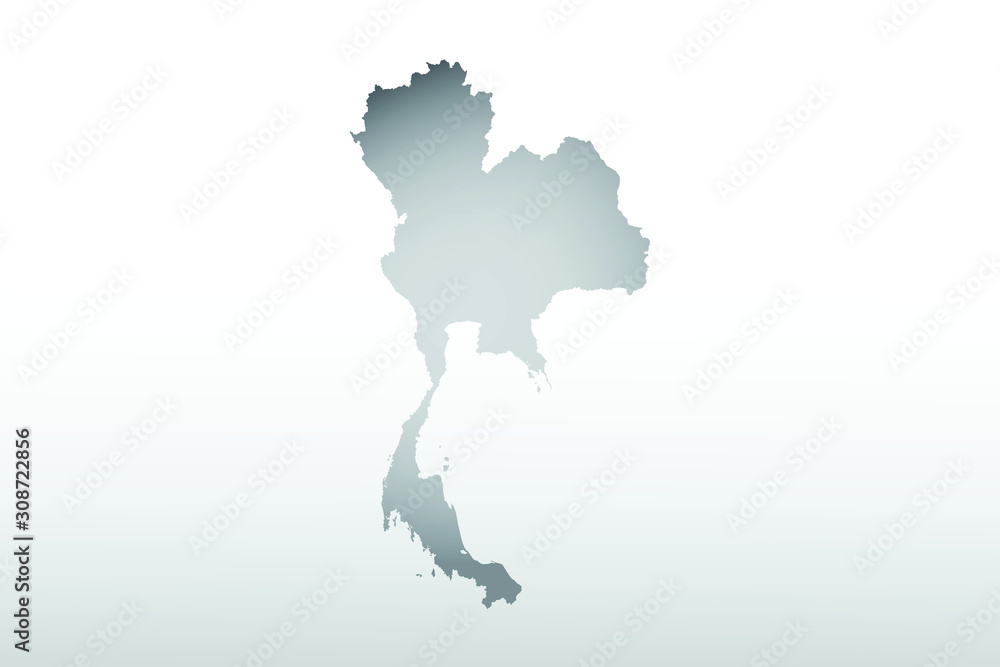 Gray color Thailand map with dark and light effect vector on light background illustration