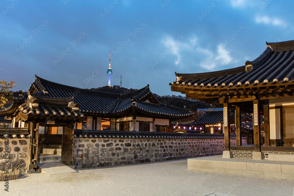 Korea Old House at Namsangol Hanok Village in Seoul South Korea.