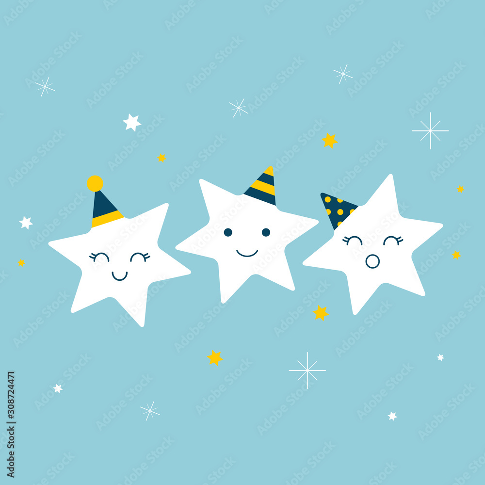 Stars. Cartoon illustration in Christmas styl. Vector. Stars. Cartoon illustration in Christmas styl. Vector.