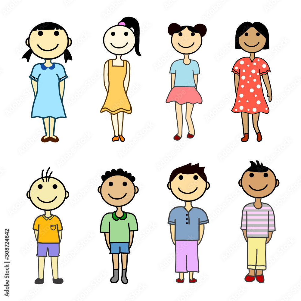Happy kids cartoon on white background. Vector illustration Happy kids cartoon on white background. Vector illustration