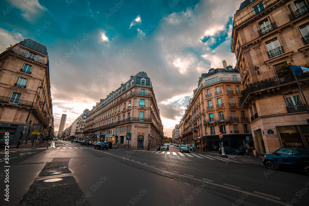Aesthetic and geometric designed street view from Paris downtown