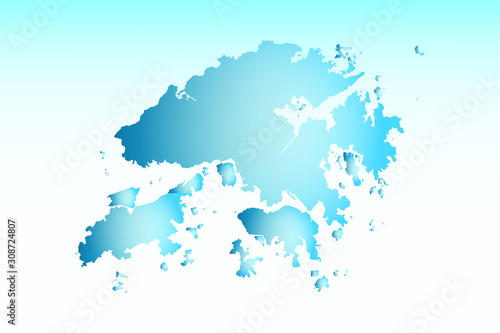Blue Hong Kong map ice with dark and light effect vector on light background illustration