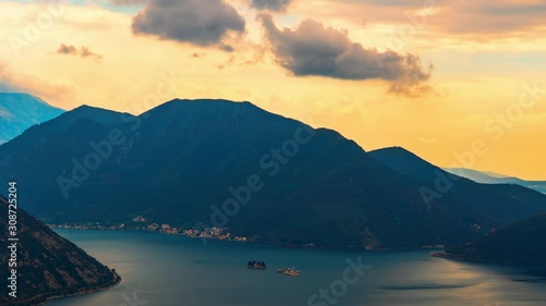 Wallpaper Mural Adriatic Sea, Boka Kotor Bay, the movement of rain clouds over the mountains in Montenegro Torontodigital.ca