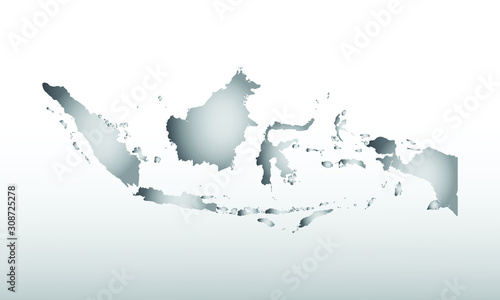 Obraz na plátně Gray color Indonesia map with dark and light effect vector on light background i