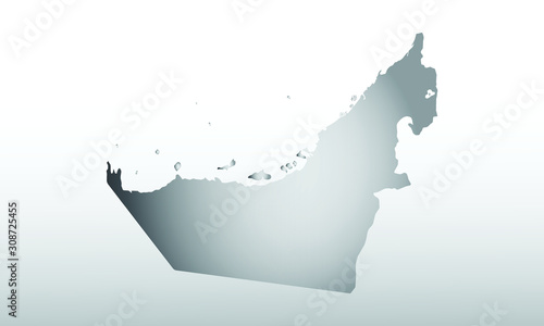 Gray color Arab emirates map with dark and light effect vector on light background illustration
