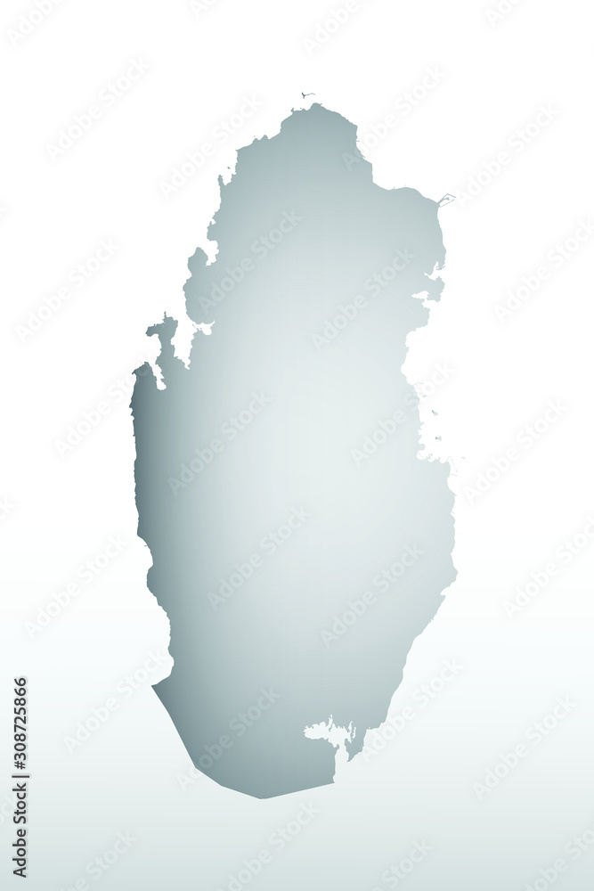 Gray color Qatar map with dark and light effect vector on light background illustration