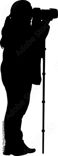 photographer with monopod silhouette