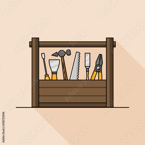 tool box illustration. Tools in flat style for design and web.
