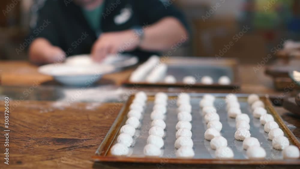 Closeup of confectionery balls laid out on a tray. Closeup of confectionery balls laid out on a tray.