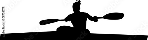 woman drives a canoe silhouette