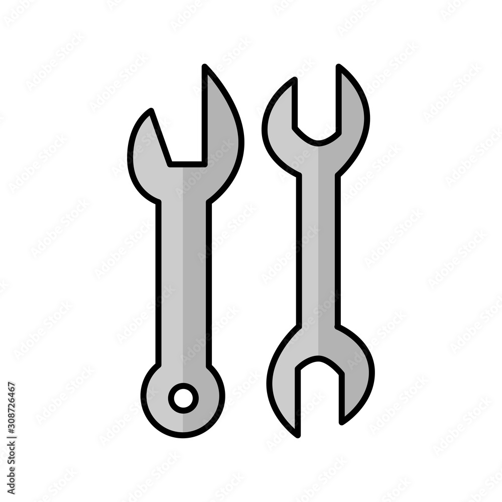 wrench flat illustration. icon for design and web. wrench flat illustration. icon for design and web.