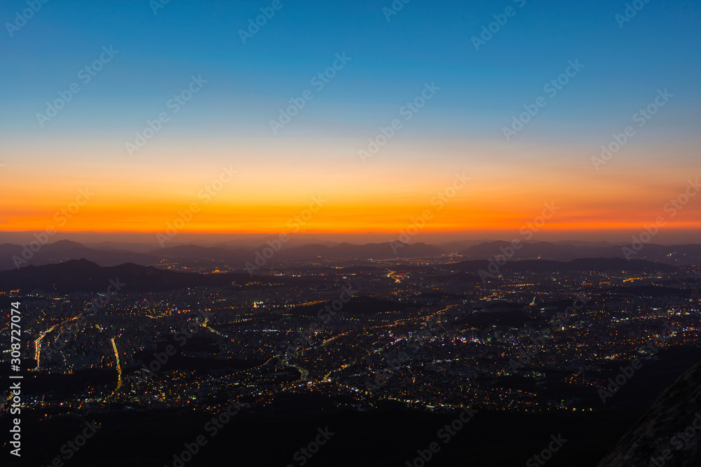 Seoul City Skyline at Sunrise South Korea.