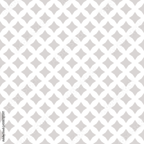 Subtle vector seamless pattern with small diamond shapes, stars, rhombuses. Simple geometric background. Abstract white and gray texture, repeat tiles. Decorative elegant ornament. Delicate design