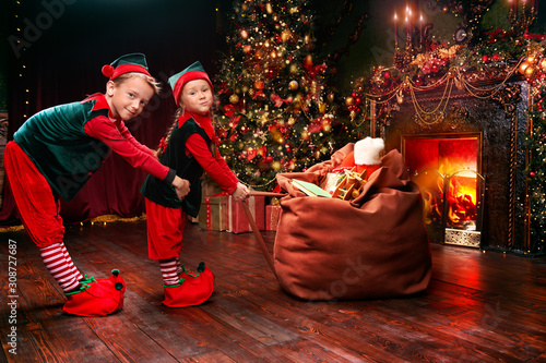 elves carry gifts photo