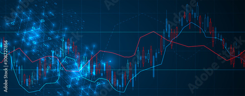 Financial trade concept. Stock market and exchange. Candle stick graph chart.