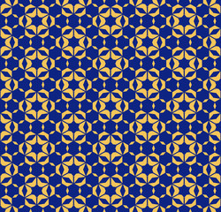 Acrylglasbilder Dunkelblaue Muster Geometrisches Sechseckmuster Marineblau Gelb  © Olgastocker