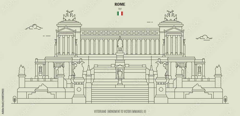 Vittoriano, Monument to Victor Emmanuel II in Rome, Italy. Landmark icon