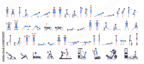 Man gym set. Men workout set. Men Fitness Aerobic and Exercises. isolated on white background